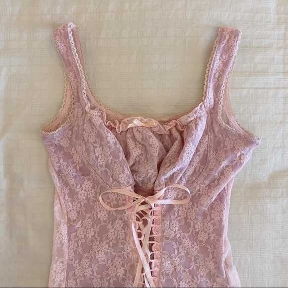 vintage 3 suisses pink milkmaid top - Picture 2 of 5